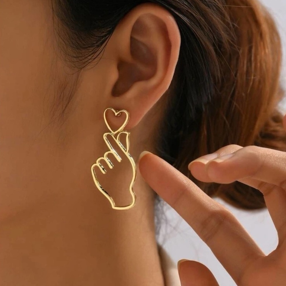 Heart & Gesture Emoji Earrings I Love You BRAND NEW - Picture 3 of 6